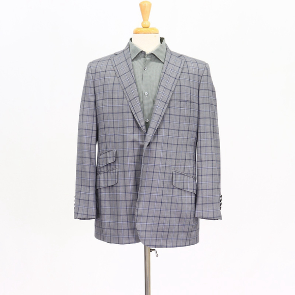 Tom James 42S Gray Sport Coat Blazer Jacket Check 2B Wool W117